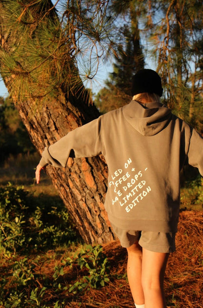 In Stock - Available Now - Moto Mum Relaxed Faded Hoodie- Fuelled on Coffee & Gate Drops