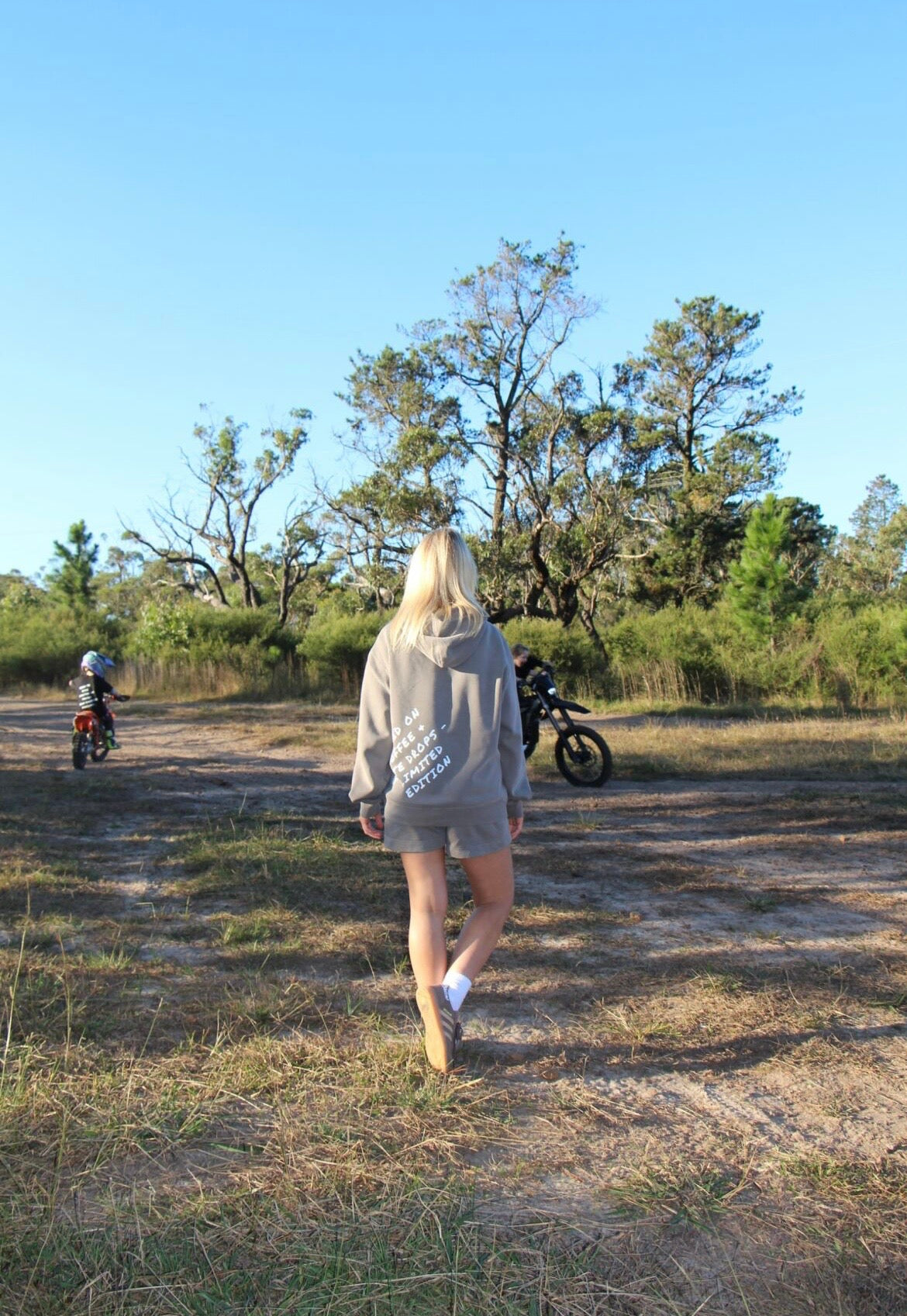 In Stock - Available Now - Moto Mum Relaxed Faded Hoodie- Fuelled on Coffee & Gate Drops